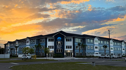 Beck Hall at sunset