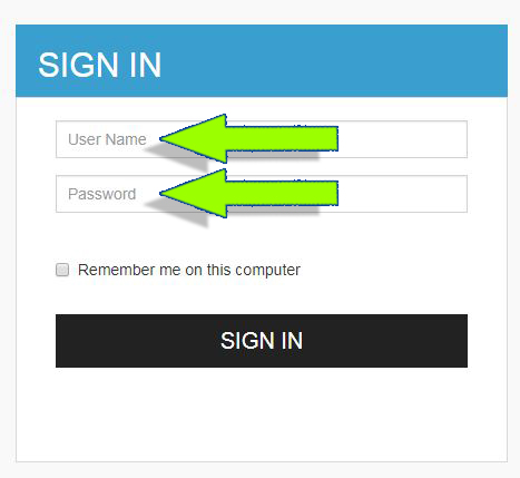 Screenshot of Blackboard link in left column: Log in with credentials