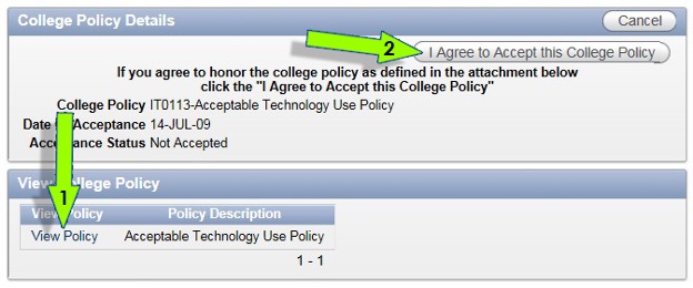 View Policy and Read link for reviewing the College Policy