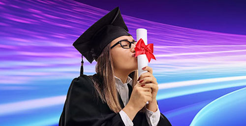 Bachelor's Student, graduate with cap and diploma