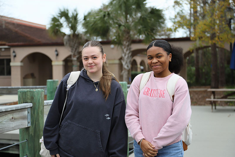 Two students on campus