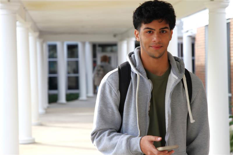 student in breezeway