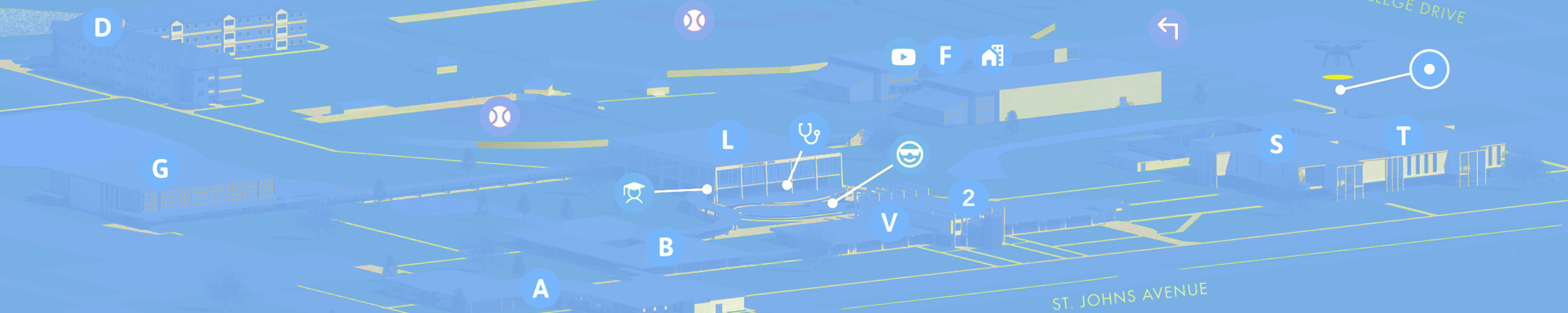 CAMPUS TOURS, graphic of PAC campus