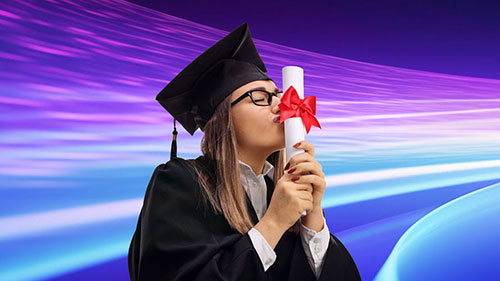 Bachelor's Student, graduate with cap and diploma