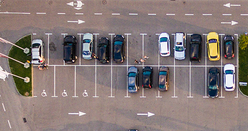 Parking lot with cars