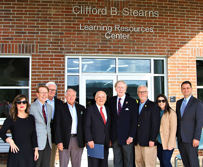 group photo at the Clifford B. Stearns Learning Resources Center