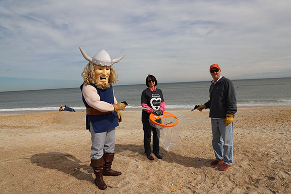 Viktor the Viking joins SJR State President Joe Pickens and First Lady Carol Pickens during the St. Johns County Trash Bash.