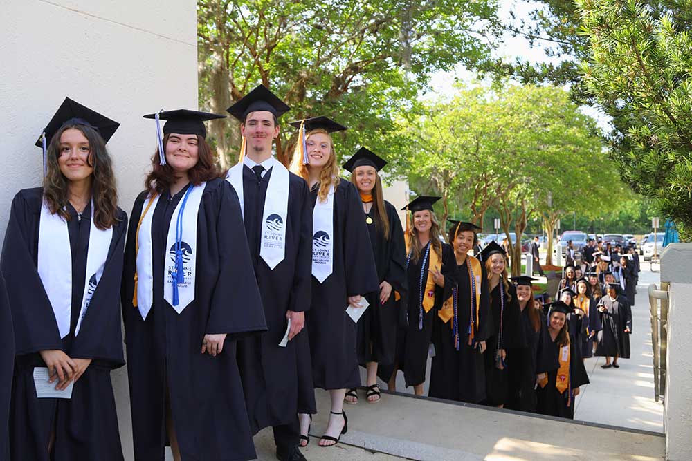Grads lined up to walk