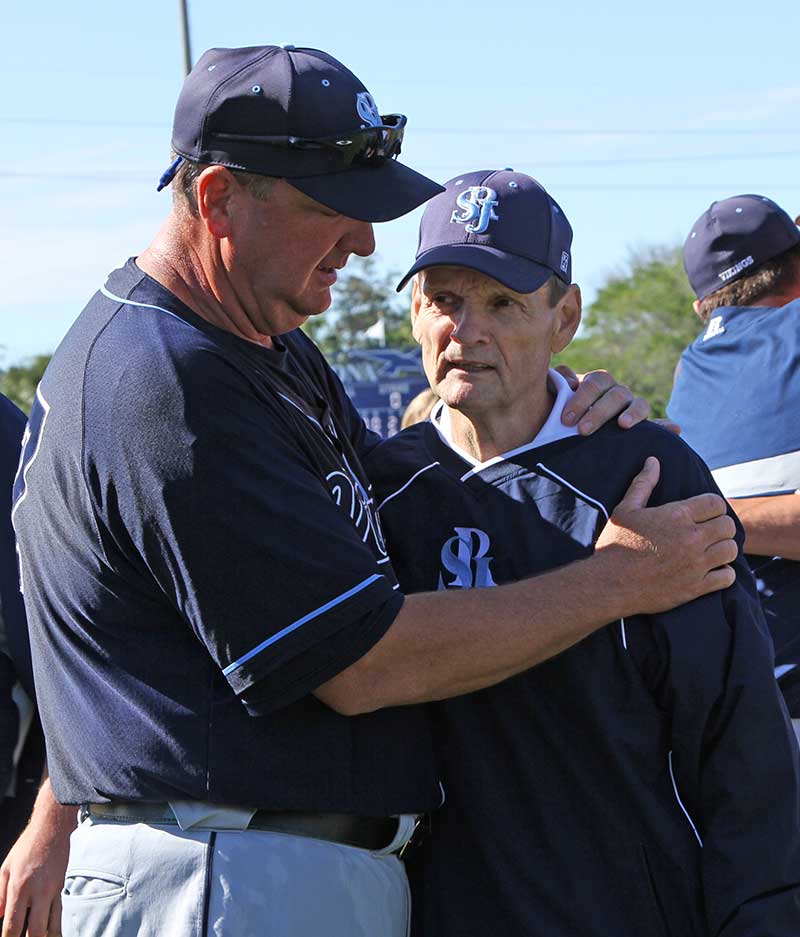 SJR State head baseball coach Ross Jones, John Tindall